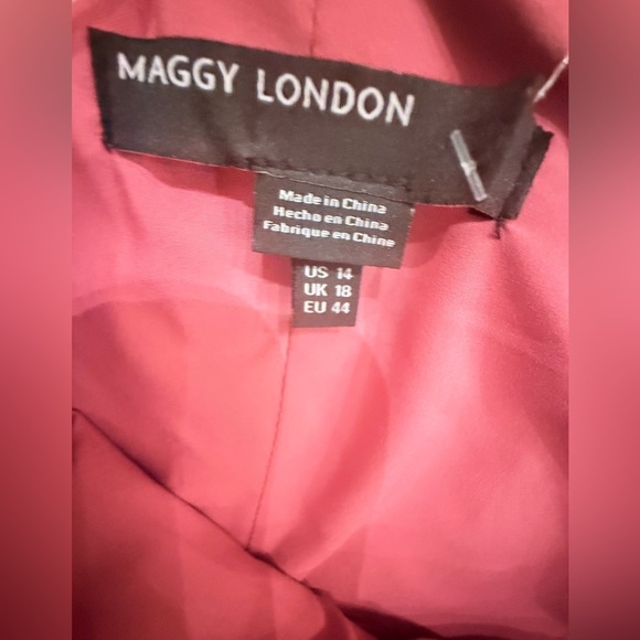 Maggy London One-Shoulder Pink and Purple Midi Brocade/Jaquard Dress - Picture 7 of 12